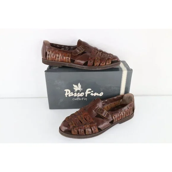 Vintage 90s Streetwear Mens 12 D Braided Buckle Leather Fisherman Sandals Brown Fisherman Sandals Vintage - Etsy main image 2